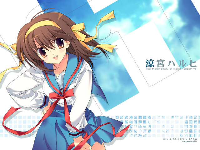 Girl blue dress red ribbon #2 free wallpaper for desktop - medium preview image