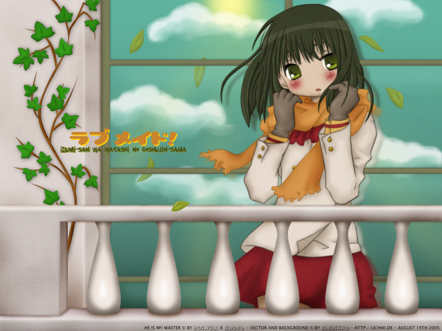 Girl scarf plant window anime free wallpaper for desktop - medium preview image