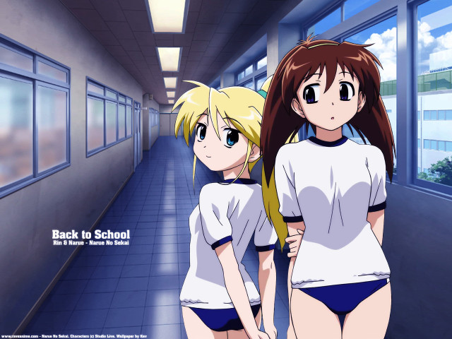 Anime girls hallway sky window #2 free wallpaper for desktop - medium preview image