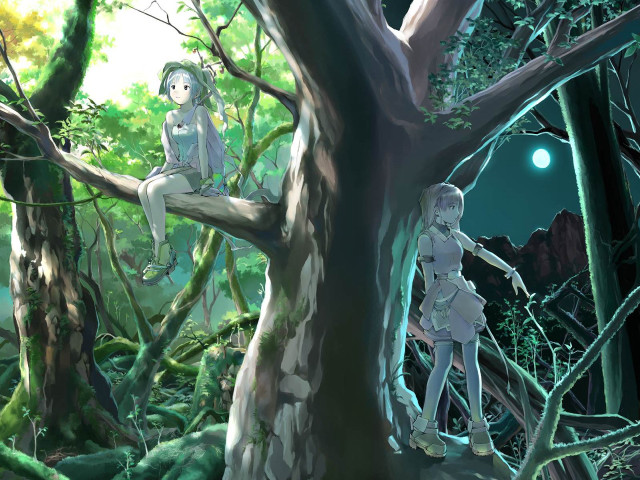 Forest night moon children aya free wallpaper for desktop - medium preview image
