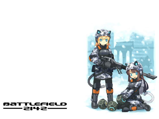 Couple gun helmet cat ears free wallpaper for desktop - medium preview image