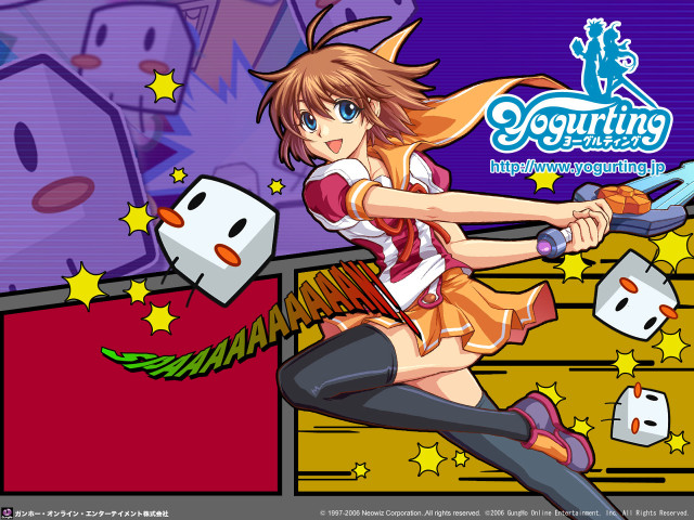 Girl sword dices cartoon Christmas free wallpaper for desktop - medium preview image