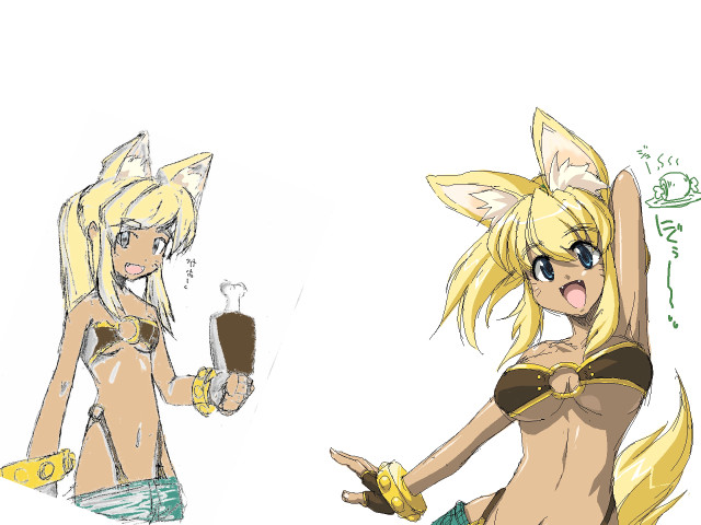 Neogeo wolfgirl bikinidesign blondeblueeyes foxears free wallpaper for desktop - medium preview image