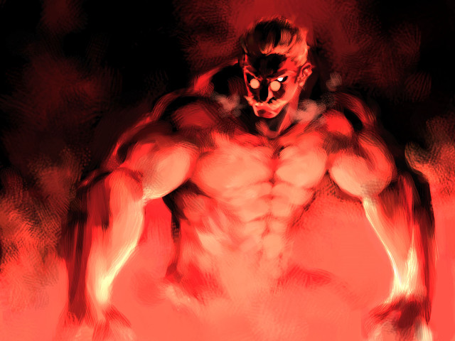 Demon man red background male free wallpaper for desktop - medium preview image