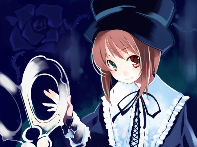 Girl tophat dress mirror cat free wallpaper for desktop - medium preview image