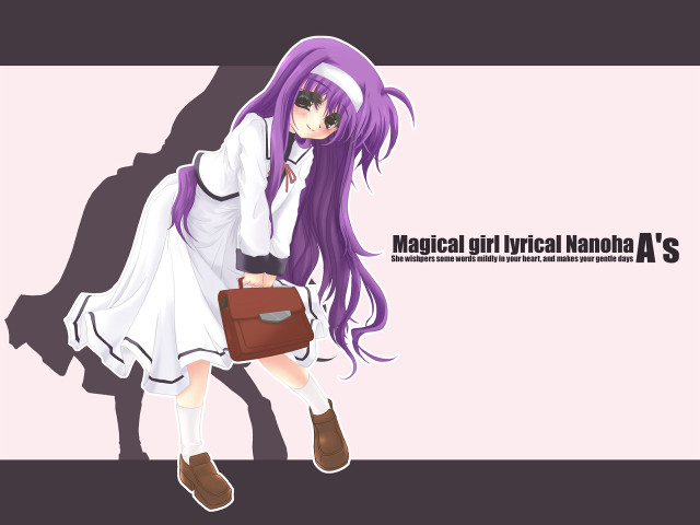 Purple hair girl school bag free wallpaper for desktop - medium preview image