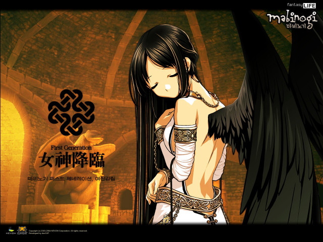 Woman black wings white dress free wallpaper for desktop - medium preview image