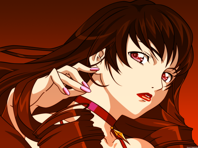Red eyes brown hair red free wallpaper for desktop - medium preview image