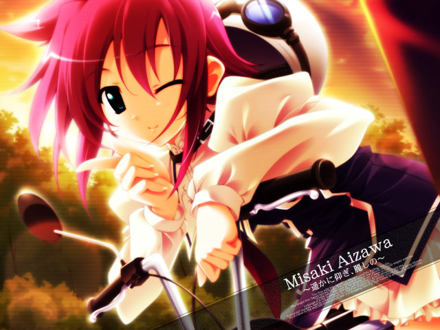 Pink hair girl bike sunset free wallpaper for desktop - medium preview image