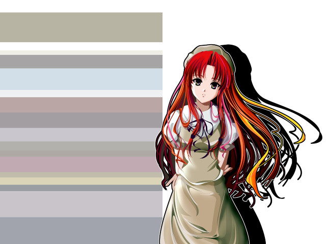 Red haired woman striped background free wallpaper for desktop - medium preview image