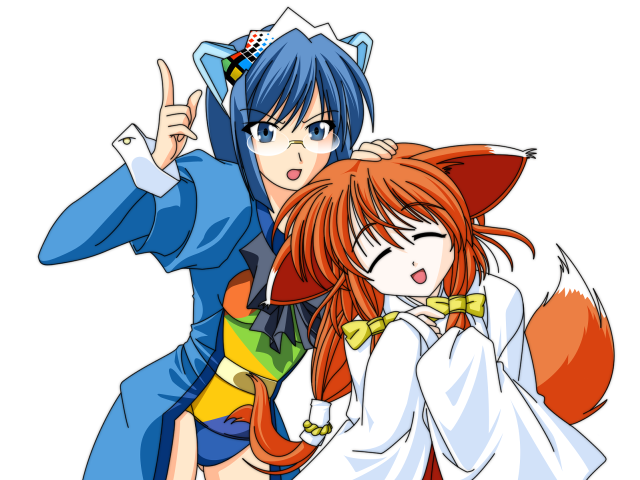 Anime fox girls cat blue free wallpaper for desktop - medium preview image