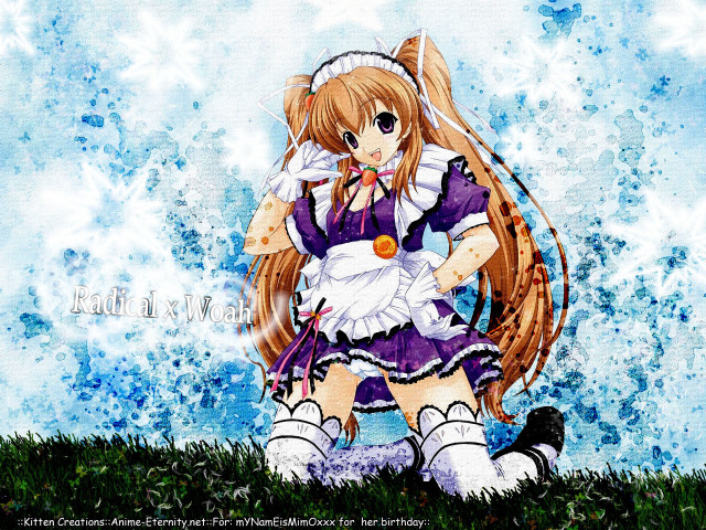 Anime girl purple dress long free wallpaper for desktop - medium preview image