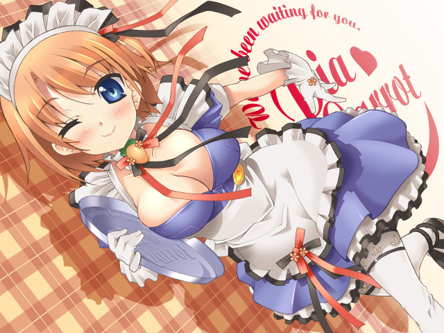 Maid orange hair heart bed free wallpaper for desktop - medium preview image