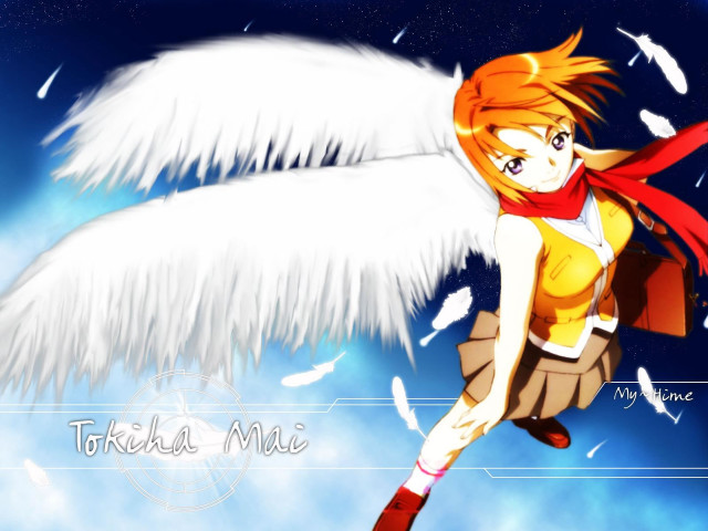 Girl red scarf white wings free wallpaper for desktop - medium preview image