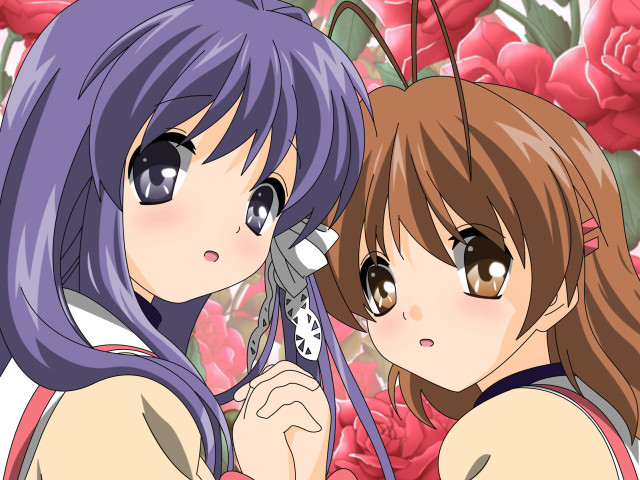 Anime girls flower bouquet kyoto free wallpaper for desktop - medium preview image