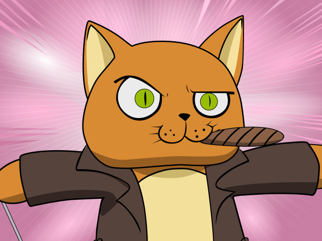 Cartoon cat jacket tie pink free wallpaper for desktop - medium preview image