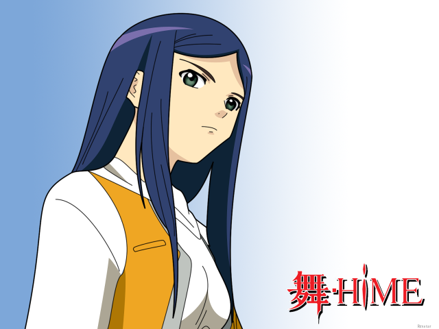 Blue haired woman character portrait free wallpaper for desktop - medium preview image