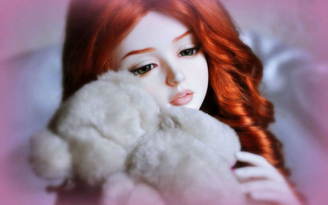 Doll red hair teddy bear free wallpaper for desktop - medium preview image