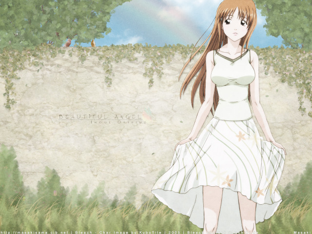 Girl white dress field rainbow free wallpaper for desktop - medium preview image