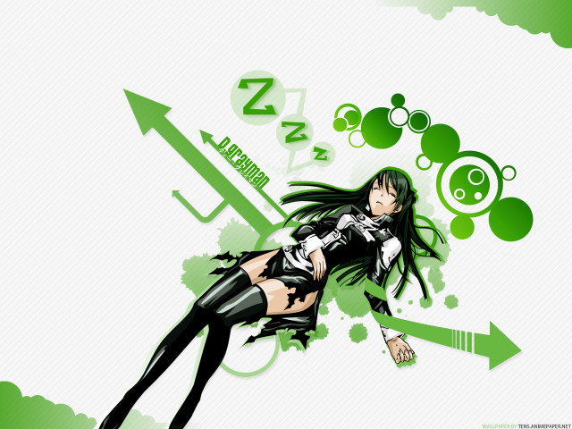 Gothic anime greenhair clock bubbles free wallpaper for desktop - medium preview image