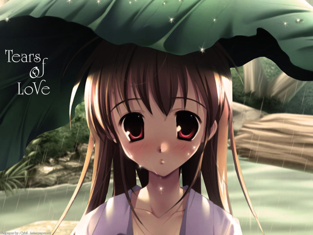 Girl green umbrella tears love free wallpaper for desktop - medium preview image