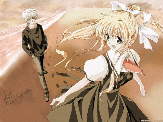 Anime beach couple portrait neo free wallpaper for desktop - medium preview image