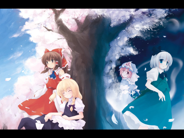 Anime girls snow tree clouds free wallpaper for desktop - medium preview image