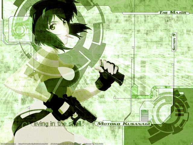 Girl gun green circle cyberpunk free wallpaper for desktop - medium preview image