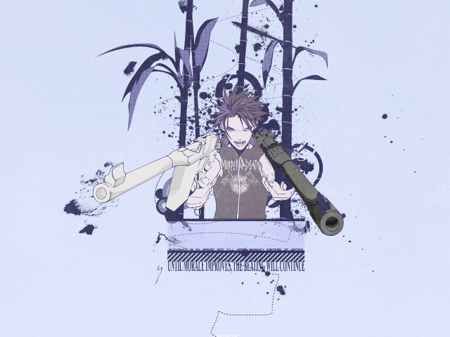 Man gun forest gradient blue free wallpaper for desktop - medium preview image