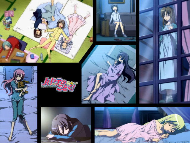 Anime collage bed suit blue free wallpaper for desktop - medium preview image