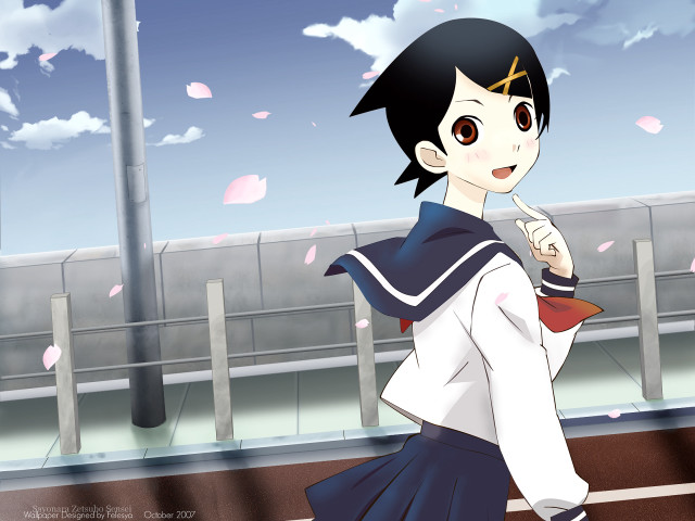 Girl school uniform walking sky free wallpaper for desktop - medium preview image