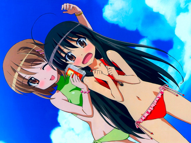 Sky beach two women cellphone free wallpaper for desktop - medium preview image