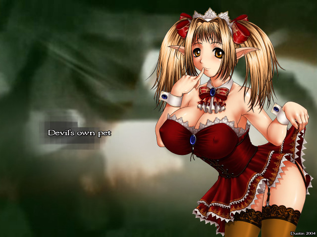 Cartoon girl red dress gothic free wallpaper for desktop - medium preview image