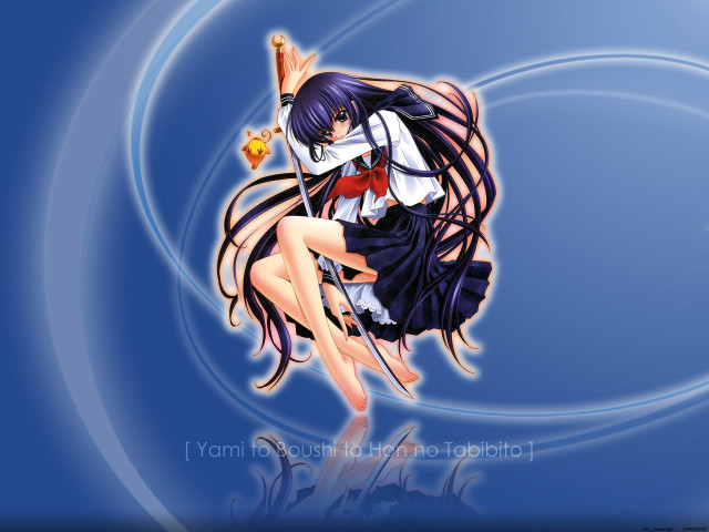 Anime girl flying arms outstretched free wallpaper for desktop - medium preview image