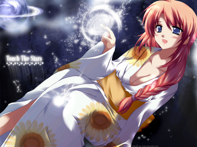 Space anime woman moon stars free wallpaper for desktop - medium preview image