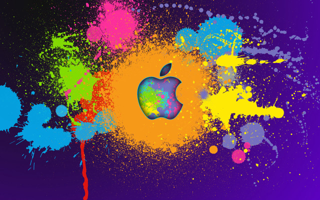 Colorful apple paint splatters abstract free wallpaper for desktop - medium preview image