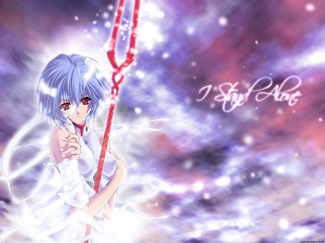 Bluehair girl redpole purplesky stars free wallpaper for desktop - medium preview image