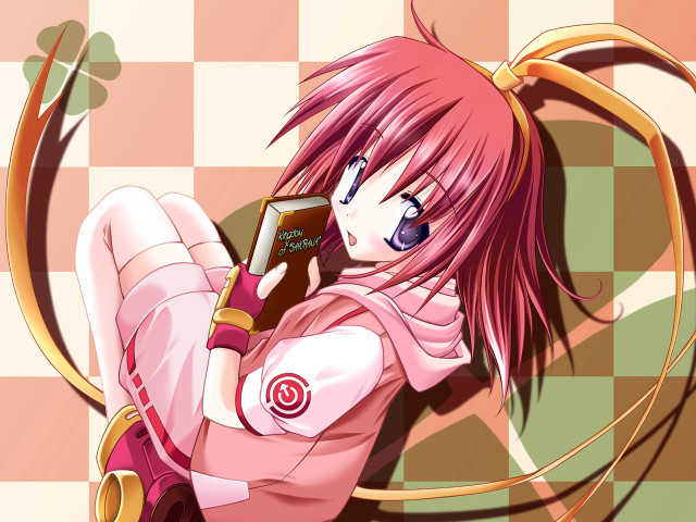 Pink haired girl checkered floor free wallpaper for desktop - medium preview image