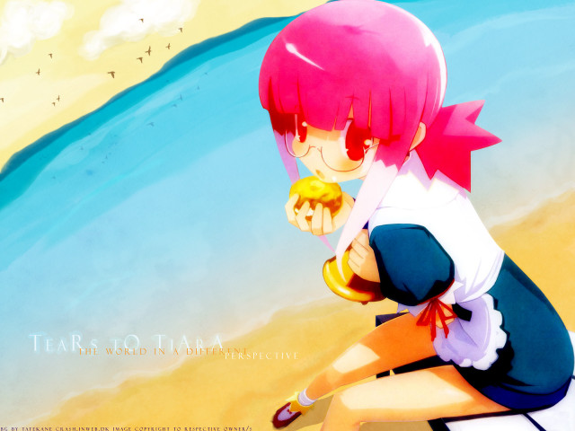 Pink hair girl beach donut free wallpaper for desktop - medium preview image