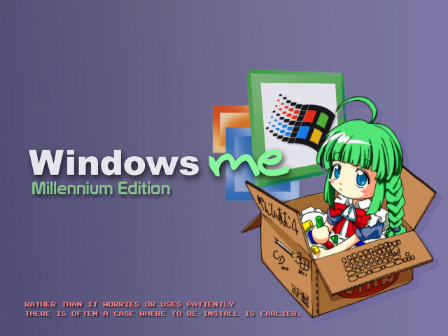 Cartoon girl box computer windowsme free wallpaper for desktop - medium preview image