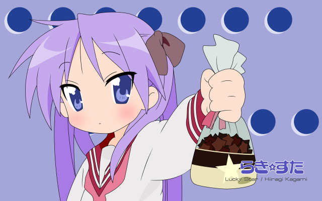 Anime girl bowl food purple free wallpaper for desktop - medium preview image