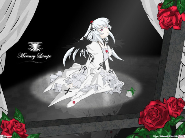 Gothic girl roses window sill free wallpaper for desktop - medium preview image