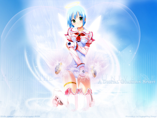 Anime girl cloud hologram angel free wallpaper for desktop - medium preview image