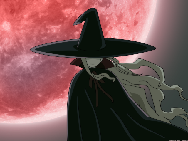 Witch blackhat fullmoon gothic cherryblossoms free wallpaper for desktop - medium preview image