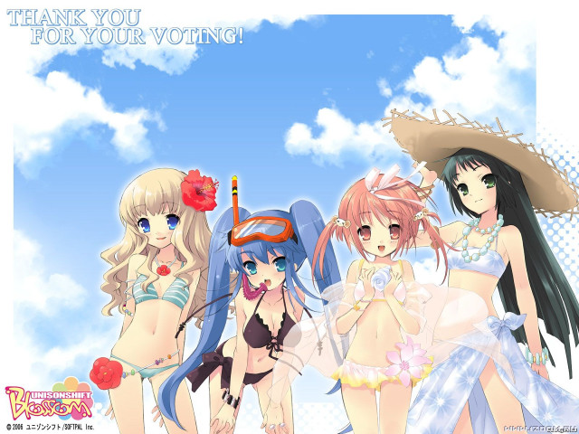 Beach girls bikinis hats sky free wallpaper for desktop - medium preview image