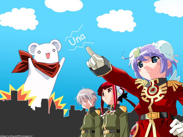 Anime characters city polarbear foreground free wallpaper for desktop - medium preview image