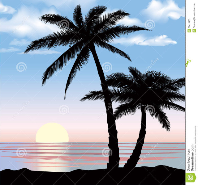 Palm tree beach sunset ocean #2 free wallpaper for tablet - medium preview image