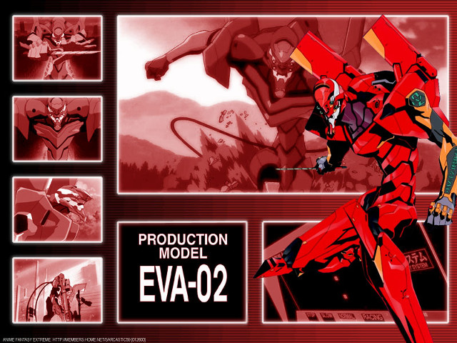 Eva02 robot action glowing mecha free wallpaper for desktop - medium preview image