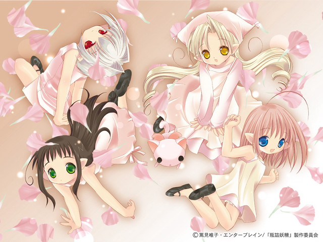 Anime girls flower petals pig free wallpaper for desktop - medium preview image