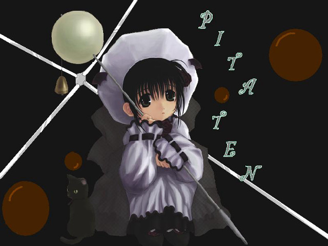 Girl white balloon black cat free wallpaper for desktop - medium preview image